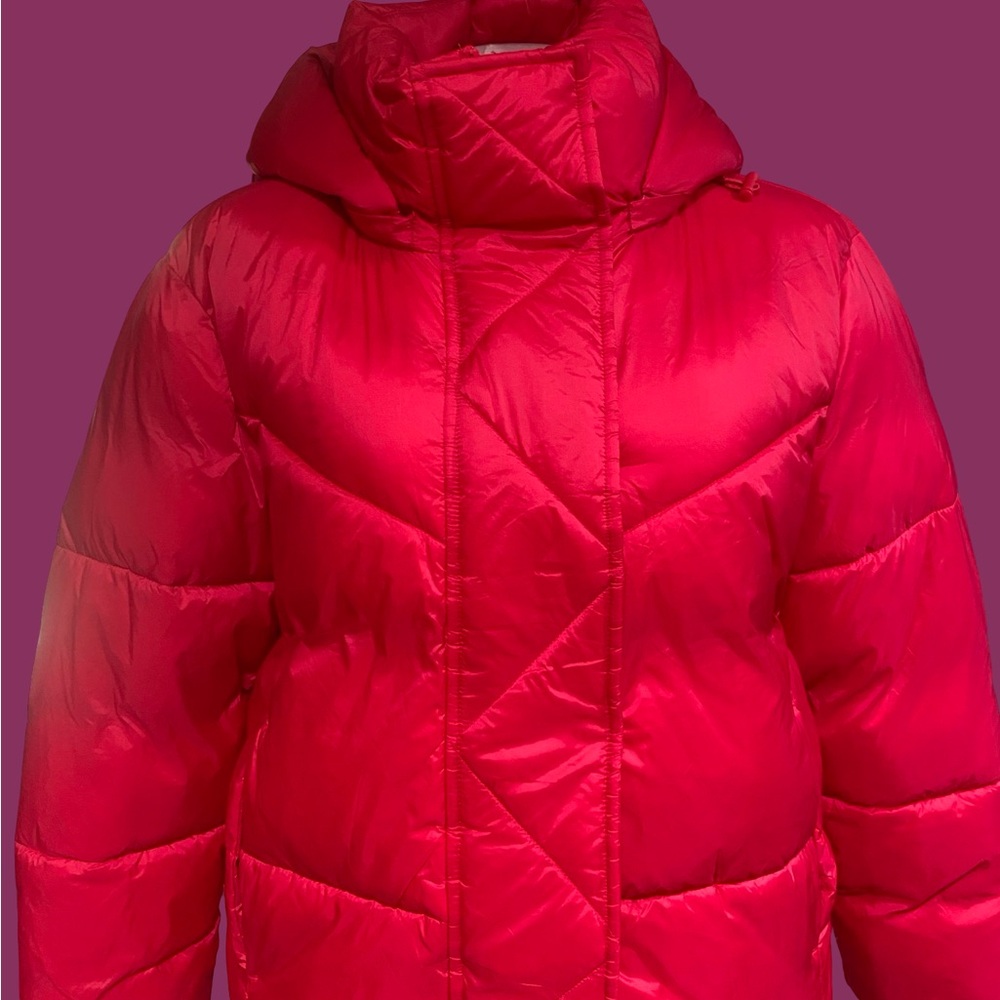 BCBGeneration Red Puffer Jacket Quilted Hooded